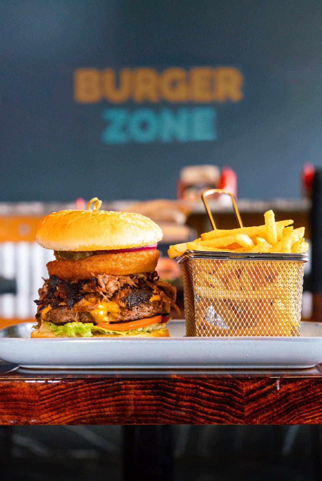 BBQ Burger Zone with fries
